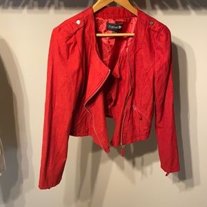 FOREVER 21 Red Suede Jacket, with dot details, never worn, size large